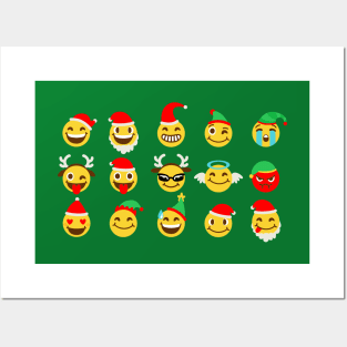 xmas emoji happy faces Posters and Art